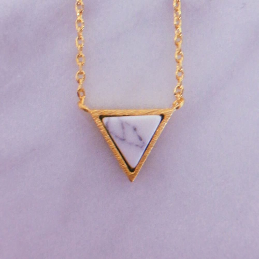 White Marble Triangle Necklace